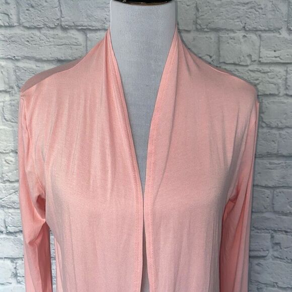 Isaac Liev women S open front long length cardigan pink - Picture 2 of 10